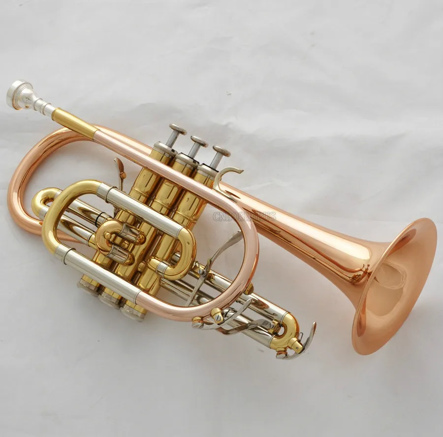 High quality Rose Brass Cornet Bb Keys Double Triggers Trumpet With Case
