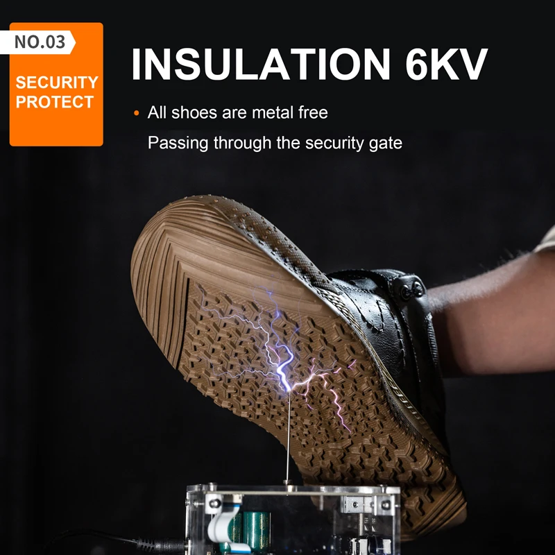 Male 6KV Insulated Shoes Anti-smash Anti-puncture Safety Shoes Men Composite Toe Work Sneakers Indestructible Shoes Men Boots