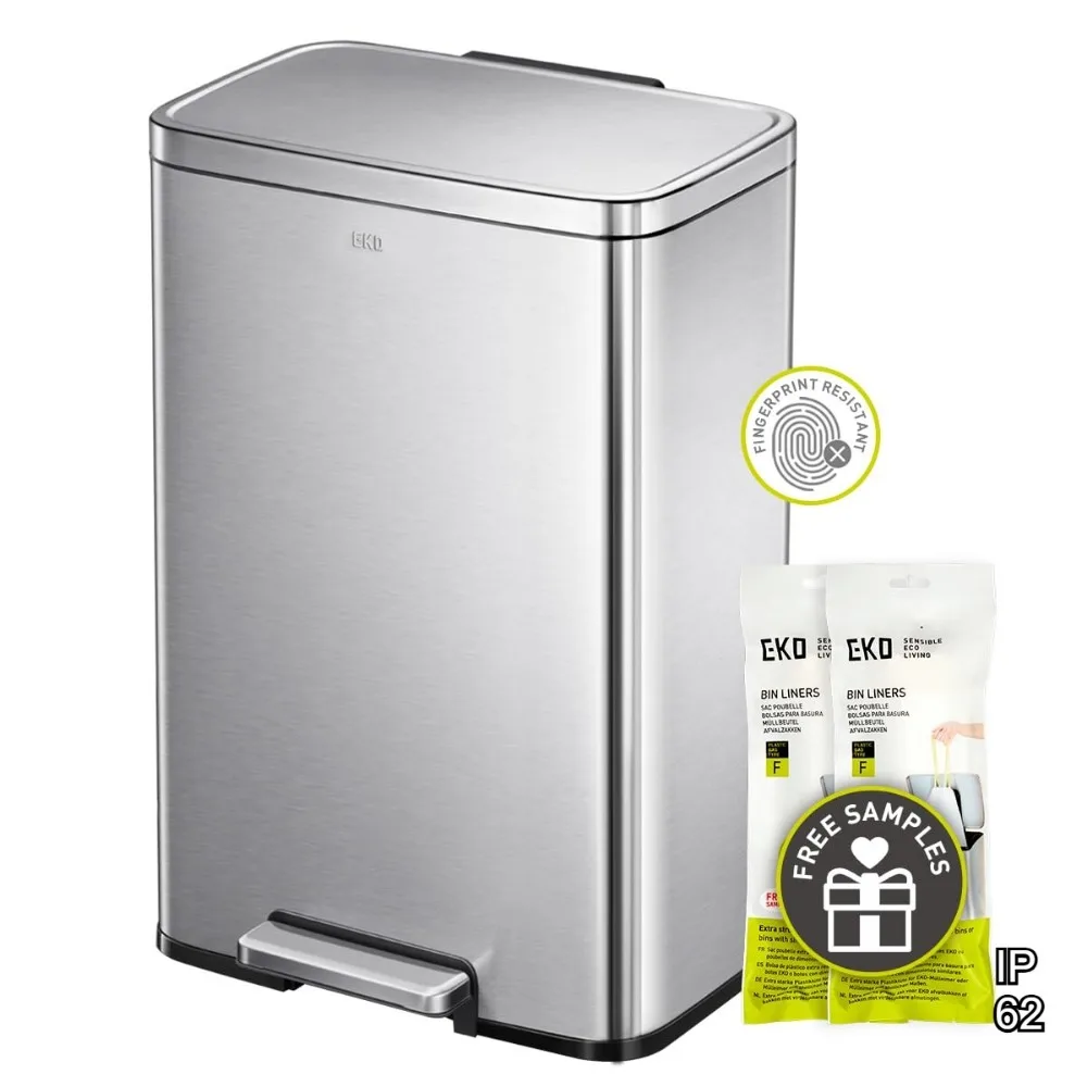 

50 Liter Stainless Steel Step Trash Can with Fingerprint Resistant Finish and Quiet Lid
