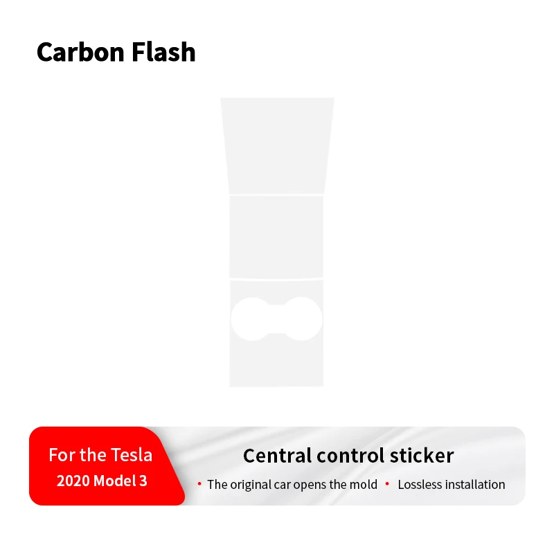 Image of Carbon-Flash-Aufkleber für Tesla 2017-2020 Model 3 Y Mittelkonsole Schutzfolie Holzmaserung Matt Weiß