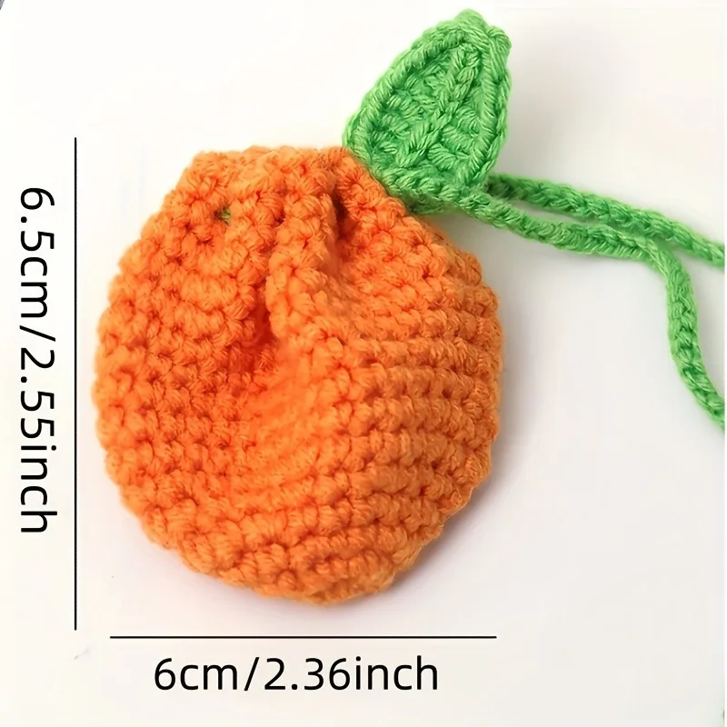 Handmade Crochet Fruit Purse, Knitted Wallet, Stylish Travel Accessory & Gift for Women, Mini Purse for Women view 3