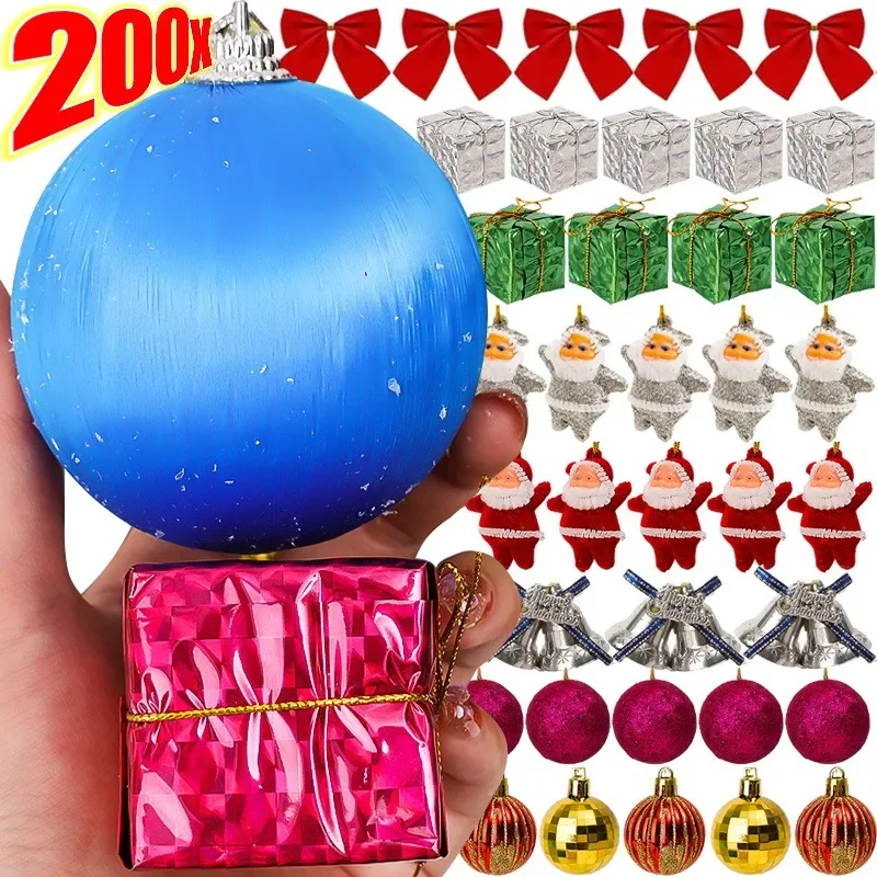 Christmas Tree Pendant Set with Glitter Christmas Ball Bells Santa Claus Foam Gift Boxes Random Color Xmas Tree Hanging Decor