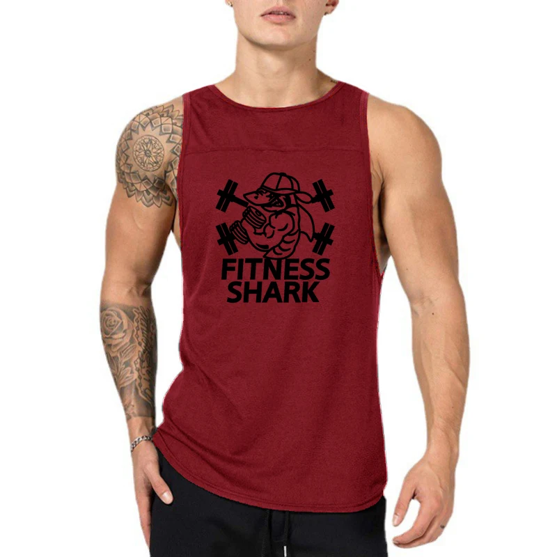Men Sport Tank Top Cotton Casual Gym Running Fitness Workout Singlet Breathable Loose Racerback Summer Training Bodybuilding Top