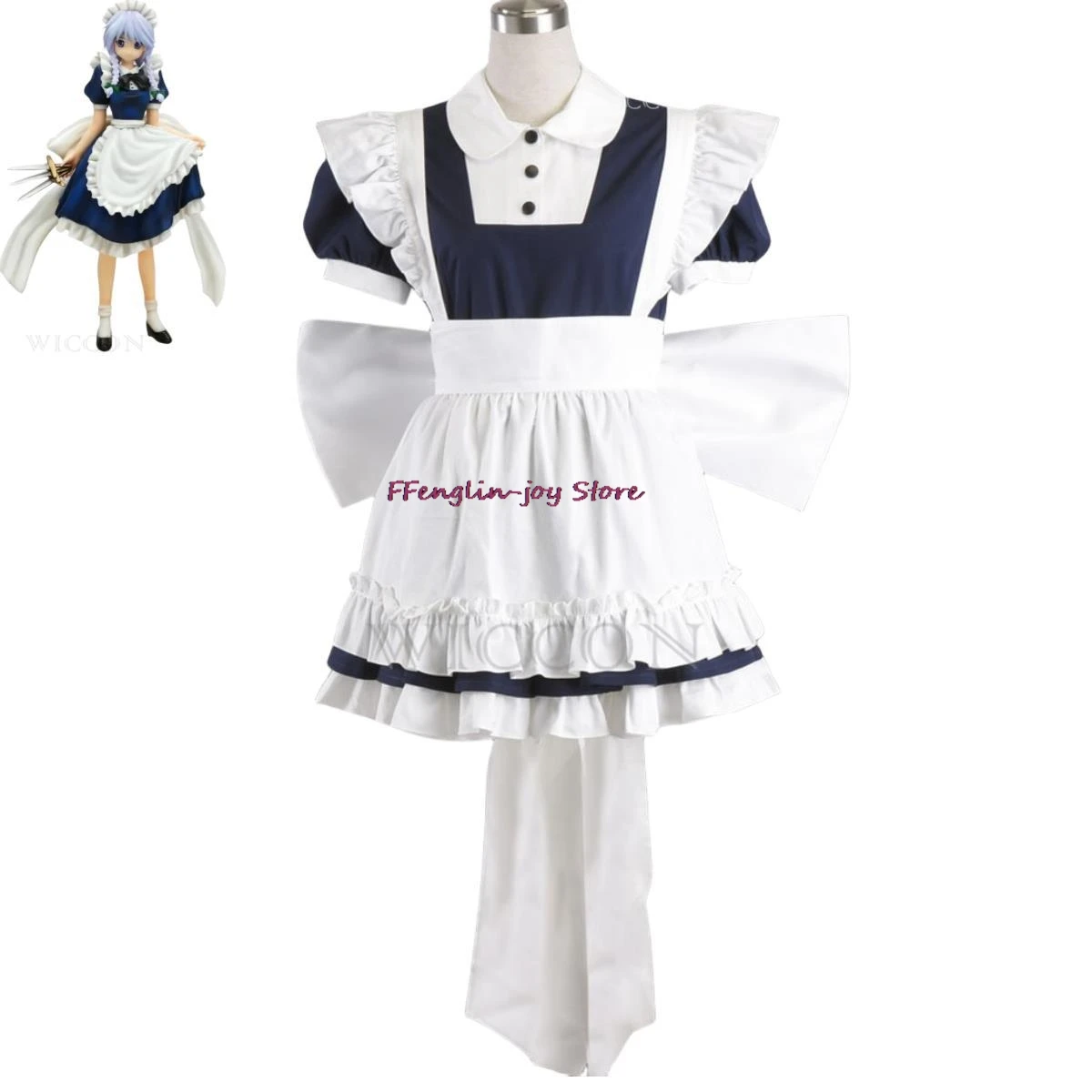 Anime Game TouHou Projec Izayoi Sakuya Cosplay Kostuum Pruik Meid Kledij Lolita Jurk Vrouw Sexy Kawaii Verjaardagsfeestje Pak