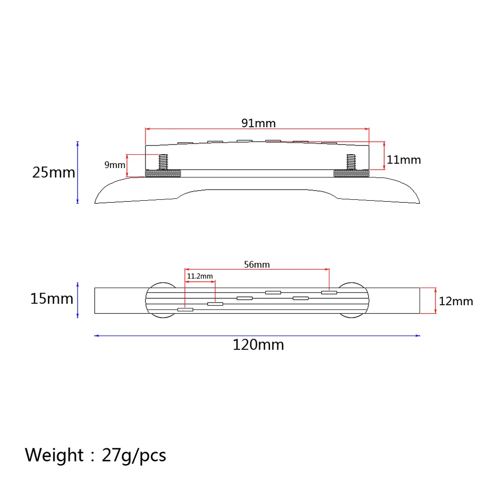 Guitar Bridge Metal & Wood Rosewood Bridge Floating For Archtop Jazz Guitar Musical Instrument