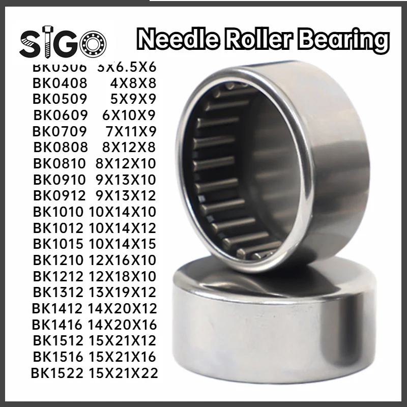 10PCS BK Type Needle Roller Bearing Semi-seal Series BK0408 0509 0609 0709 0910 0808 0810 1010 1210 2020