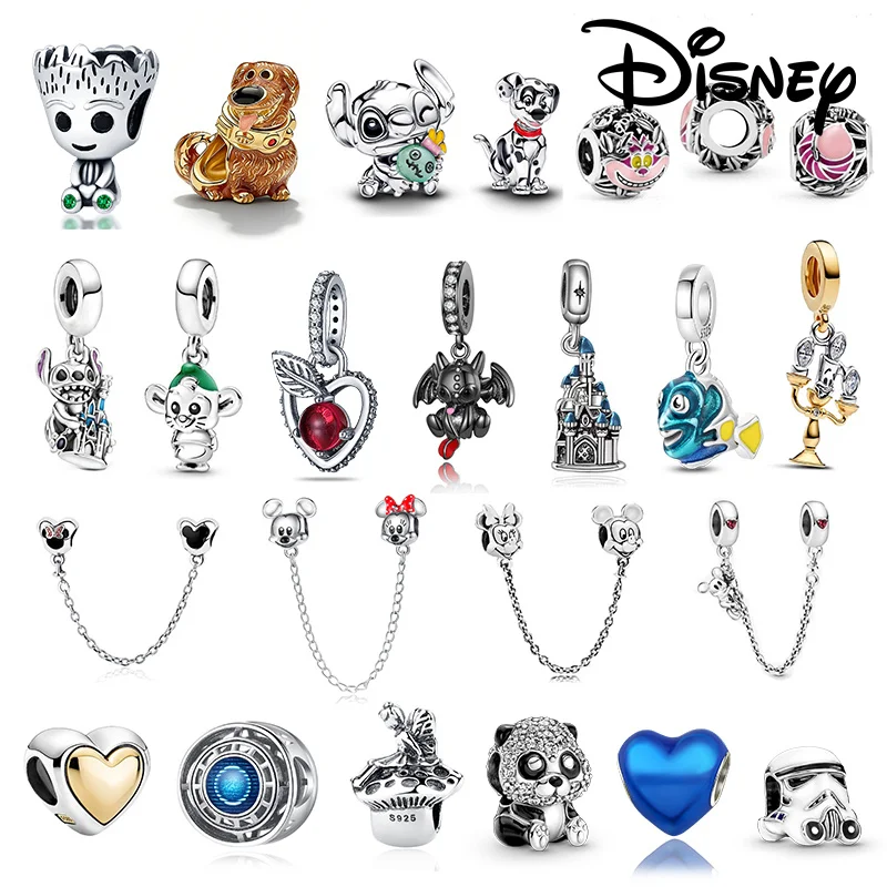 

925 Silver Disney Dory Fish And Rice Mickey Safety Chain Stitch Pendant, Suitable For Ladies' Diy Bracelets Necklaces