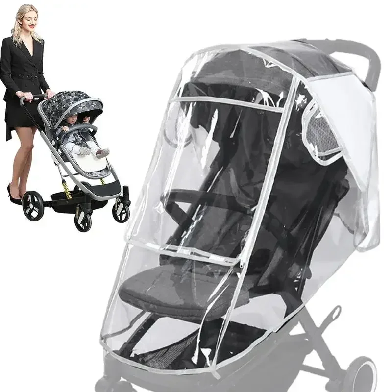 Universal Transparent Stroller Rain Cover Waterproof Wind Dust Shield Breathable Window Trolley Protector Outdoor Rainy Walking