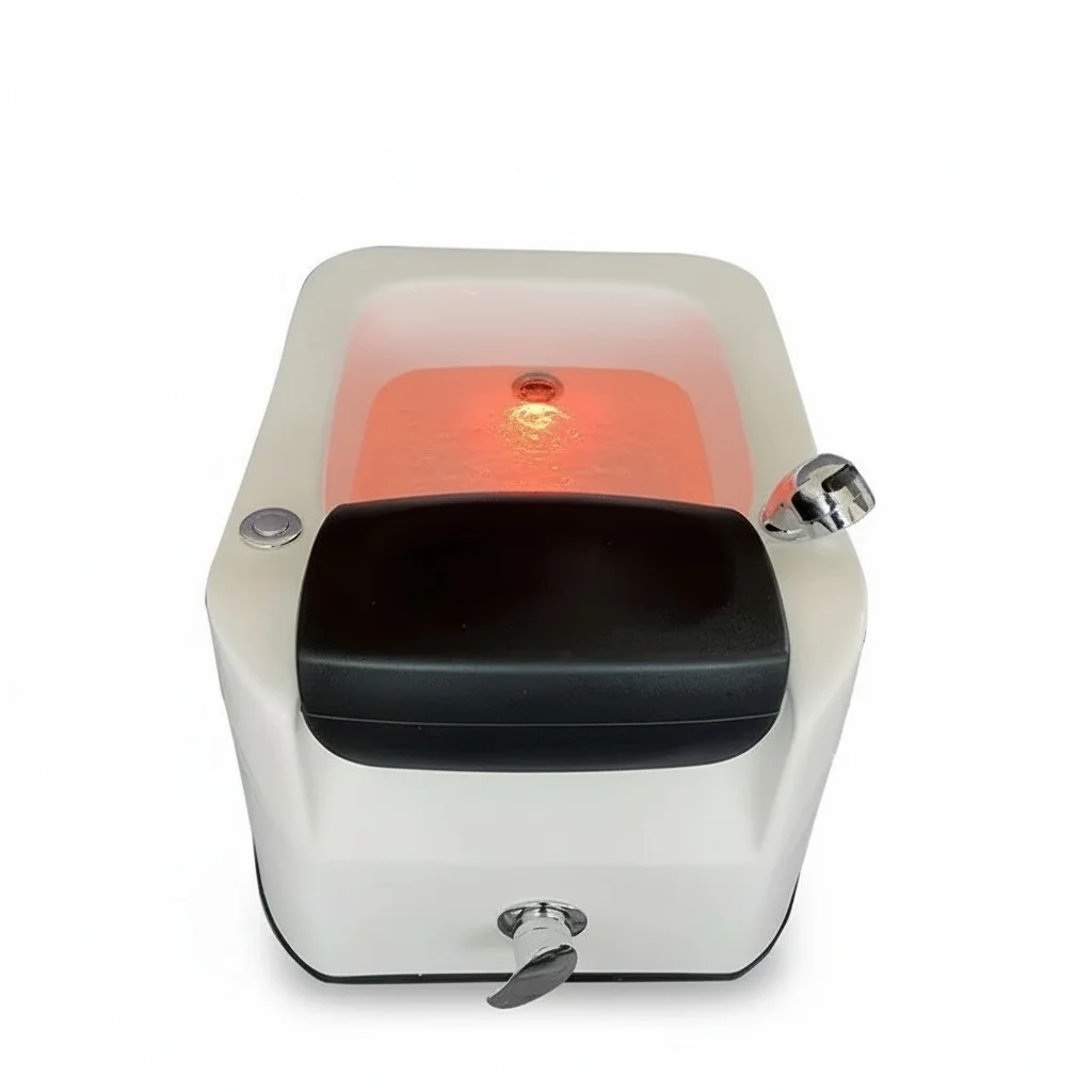 

Portable Foot Bath Tub, Acrylic Fiberglass Pedicure Spa Tub with Movable Electric Air Jet Massage, Double Lights for Salon