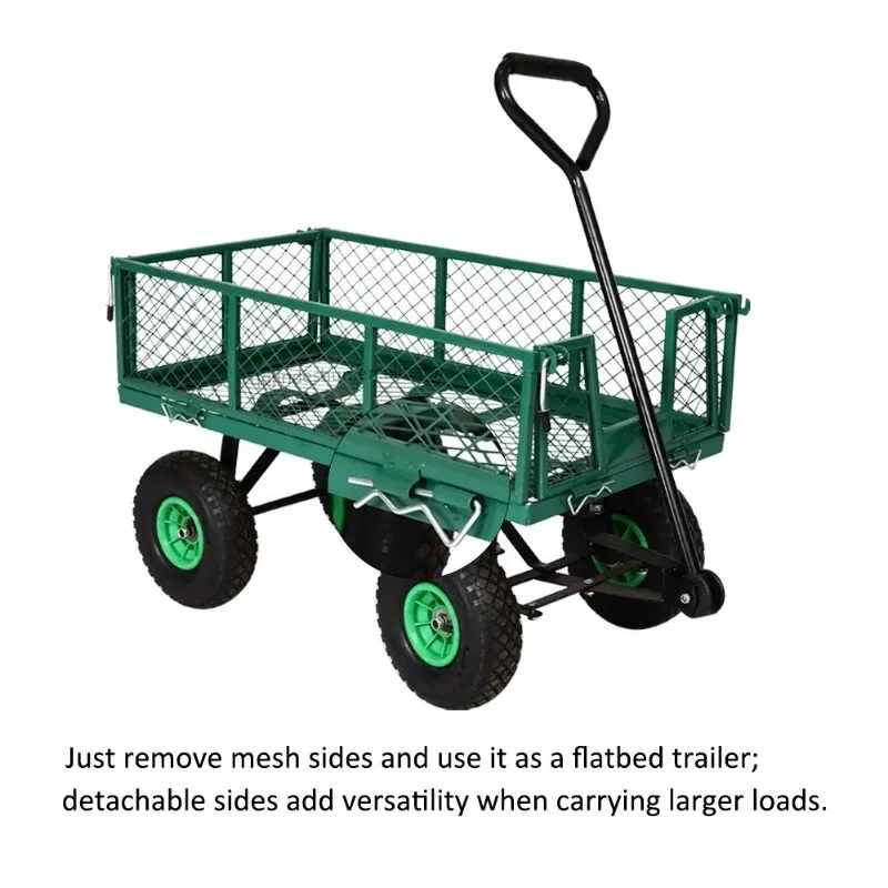 Garden  trolley heavy steel cart with removable mesh sides 4 wheels wire-mesh trolley TC1840