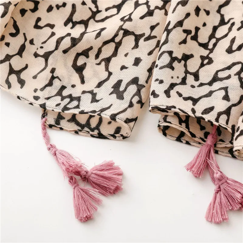 Sexy Pink Leopard Dot Love Letter Tassel Viscose Shawl Scarf High Quality Print Soft Pashmina Stole Muslim Hijab Sjaal 180*90Cm