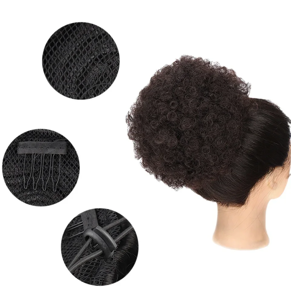 Synthetic Extra Large Size Afro Puff Drawstring Ponytail Natural Looking Kinky Curly Hair Bun Extension Hairpieces Updo Hair