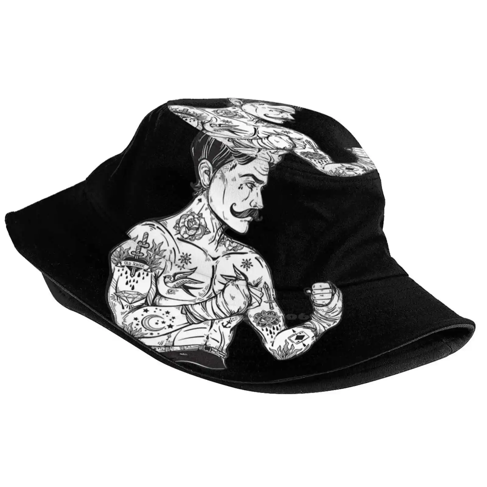 Vintage Boxing Tattoo Boho Ink Fighter Unisex Summer Outdoor Sunscreen Hat Cap Funny Tattooed Skin Inked Tattoo Artist