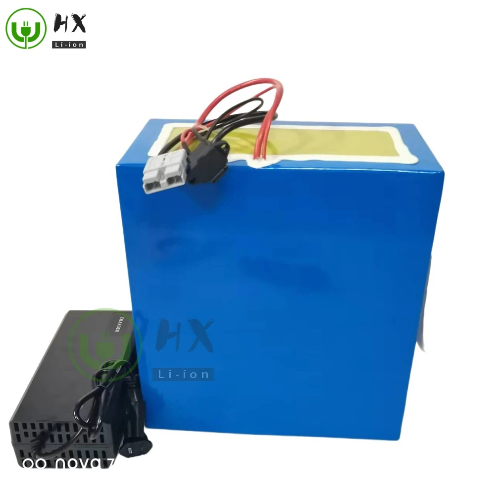 HX-Batterie au lithium pour vélo électrique, 60V, 50Ah, 2000W-6000W, BMS puissant intégré, charger 10A.