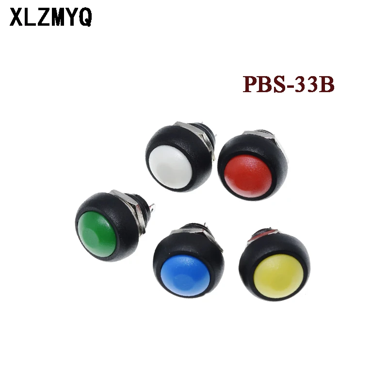 30PCS Mini 12mm Waterproof Momentary ON/OFF Push Button Round Switch PBS-33B For Arduino PBS33b Button Round Switch DIY Kit