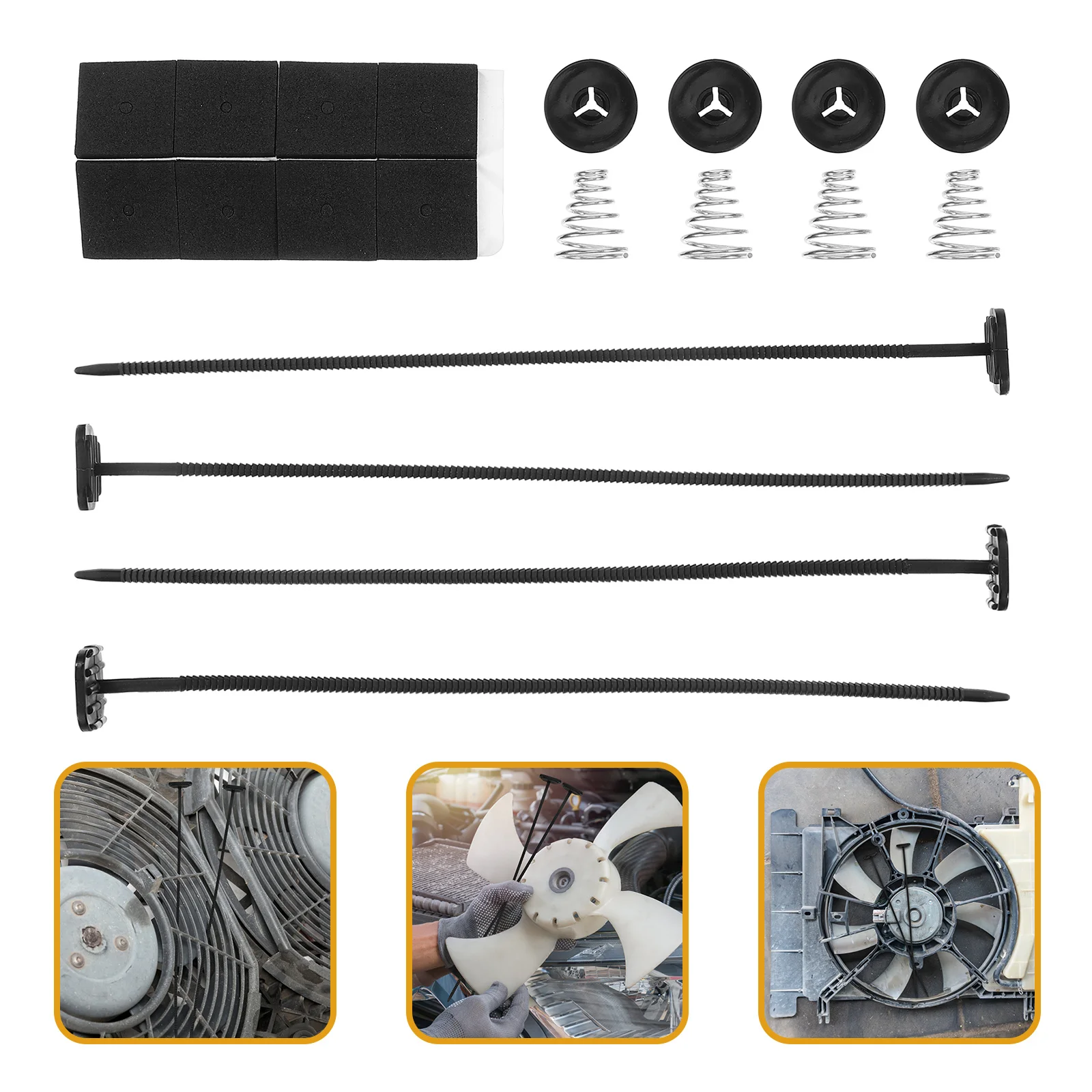 

1 set 1 Set Mounting Kit For Radiator Installation Plastic Ties Buckles Fit Car Truck Rv Trailer Cooling Fan Mount Kit, Radiator