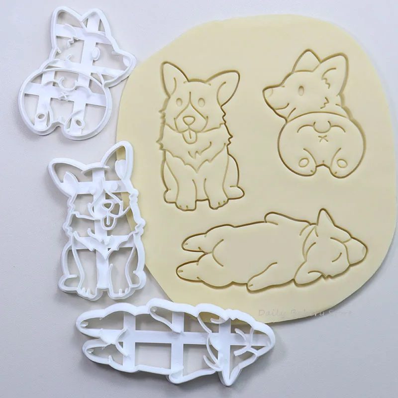 DIY Lovely Dog Cookie Cutters Mold Cute Corgi Dog Shaped Biscuit Baking Tool Kitchenware Bakeware Tool for Kids Handmade Mold