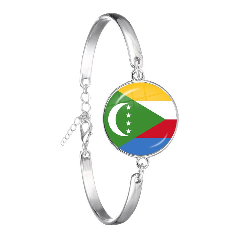 Djibouti,Uganda,Gambia,Congo,Gabon,Comoros,Lesotho,Somalia,Bulgaria National Flag Glass Cabohcon Bracelet For Women Men Gift