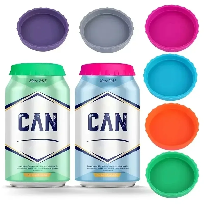 Tapa de silicona para refrescos, tapas para botellas de cerveza, tapa para latas de jugo, lata de coque reutilizable, ahorro de latas de 6 colores