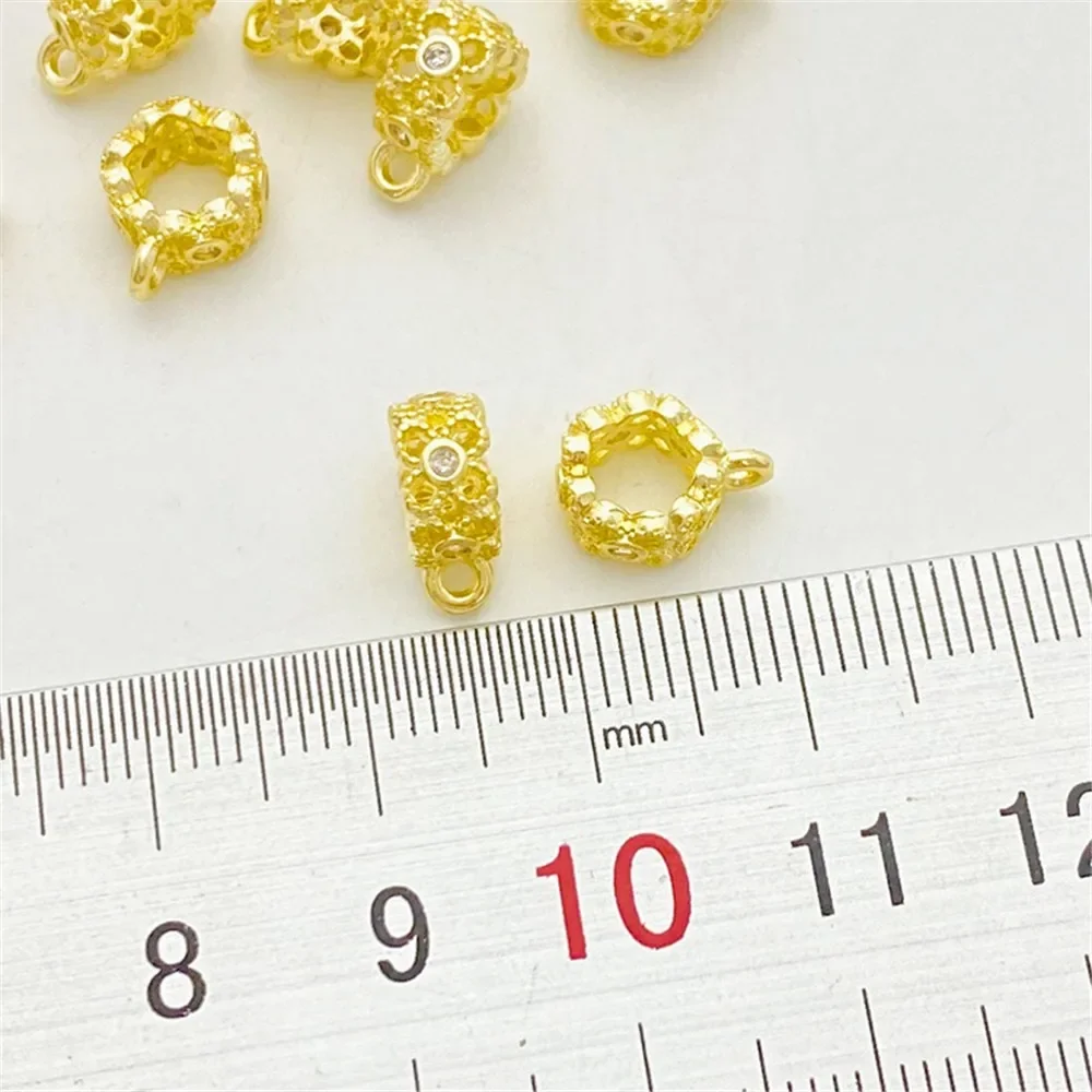 

14K Gold-wrapped Zircon with Rings, Flower Beads, Handmade DIY Beaded Bracelets, Necklaces, Jewelry Material Accessories