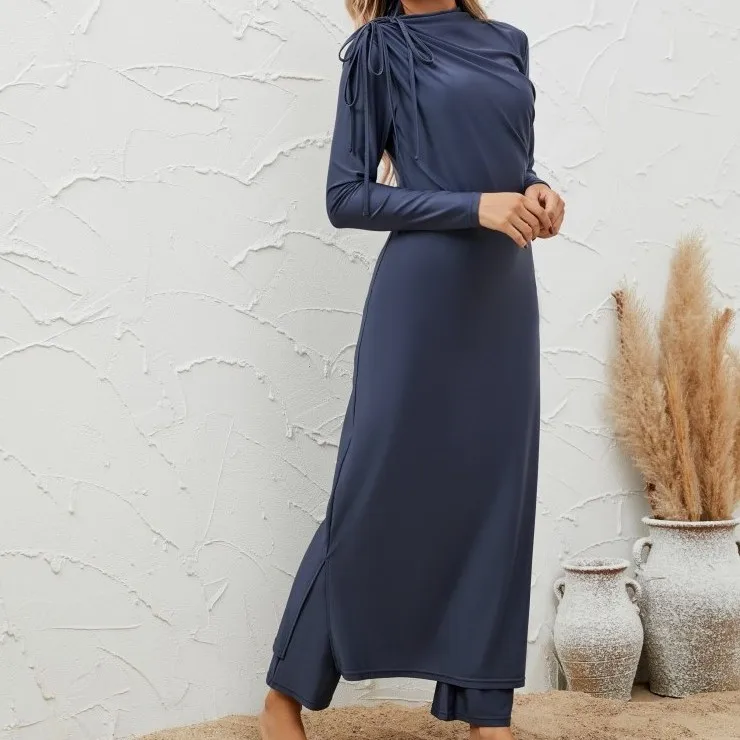 

Комплект для плавания для мусульманок из 3 предметов: хиджаб, платье, брюки с высокой талией, скромный купальник с полным покрытием, Vestidos 2026