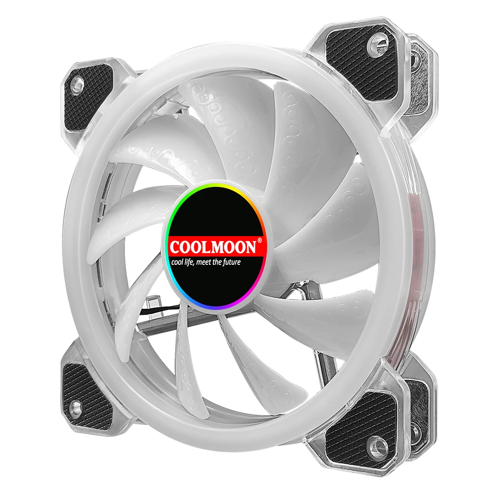 COOLMOON-PC Ventilador da caixa do computador, refrigerador, RGB ajustável, LED, 12V, Mute, DC, ventiladores ARGB, ajustar a velocidade, Aura Sync,