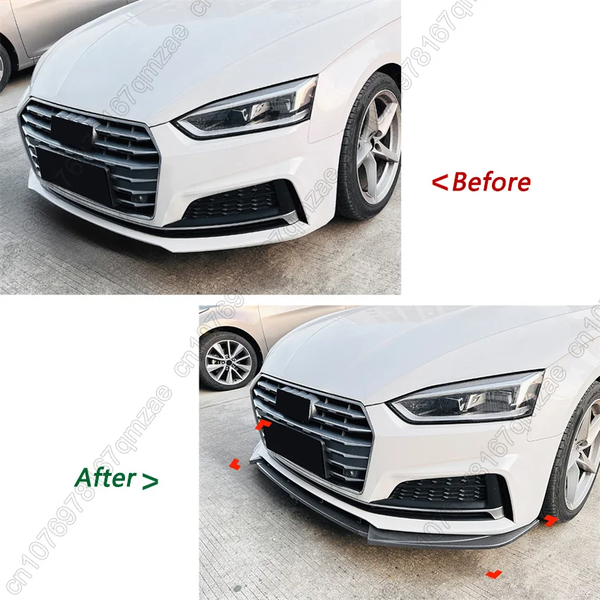 For Audi A5 S-Line S5 B9 F5 Pre Facelift 2017-2020 Car Front Bumper Splitter Lip BodyKit Protector Guard Exterior Bodykit Tuning - view 2