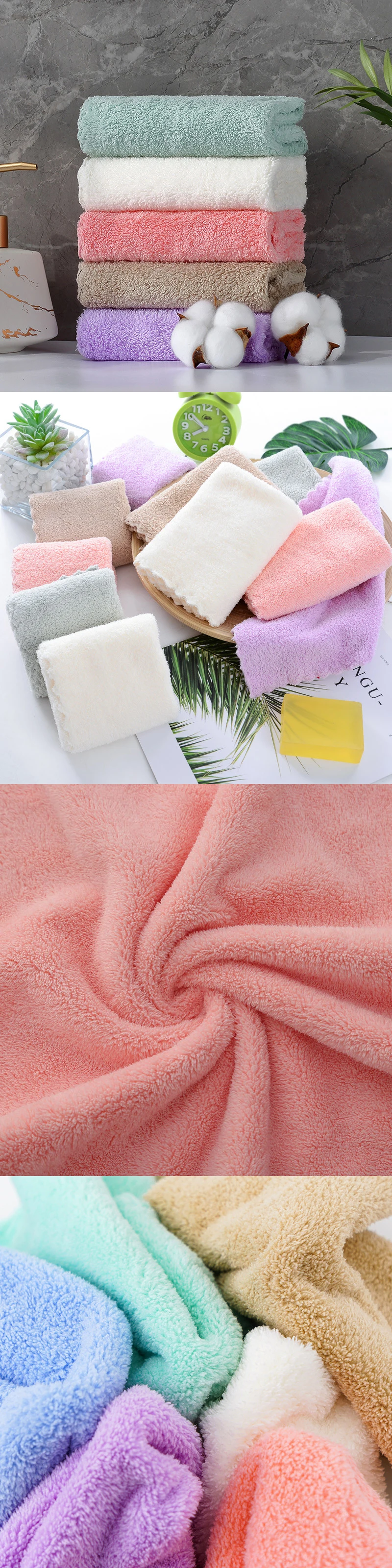 10 Stück verdicktes Mikrofaser-Korallenvlies-Handtuch mit hoher Dichte, schnell trocknendes, sauberes Gesicht, weiches, saugfähiges Handtuch – Detail 1