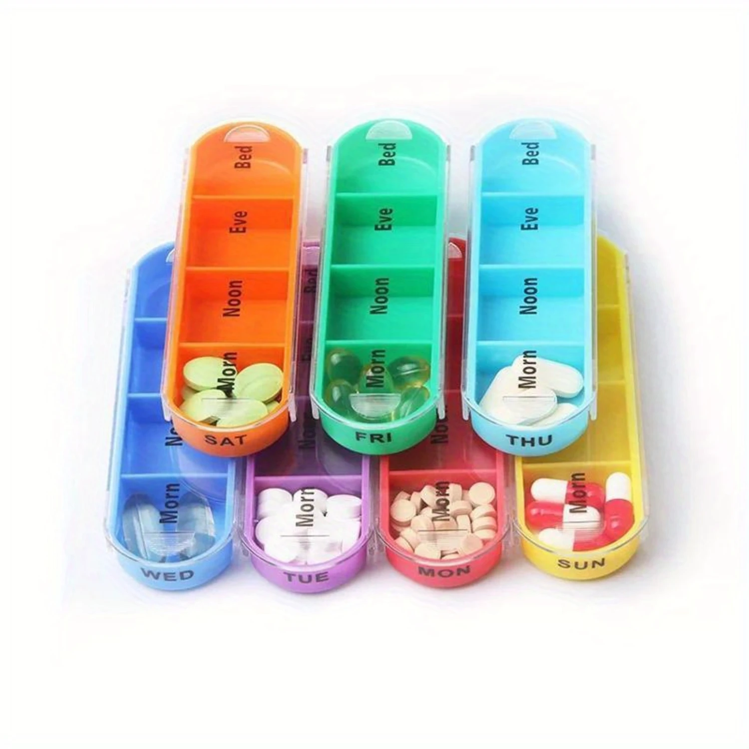 1pc Portable Weekly 7 Days Pill Box, Colorful Design Stackable 4 Times A Day Medicine  Dispenser, Plastic Pill Organizer Box