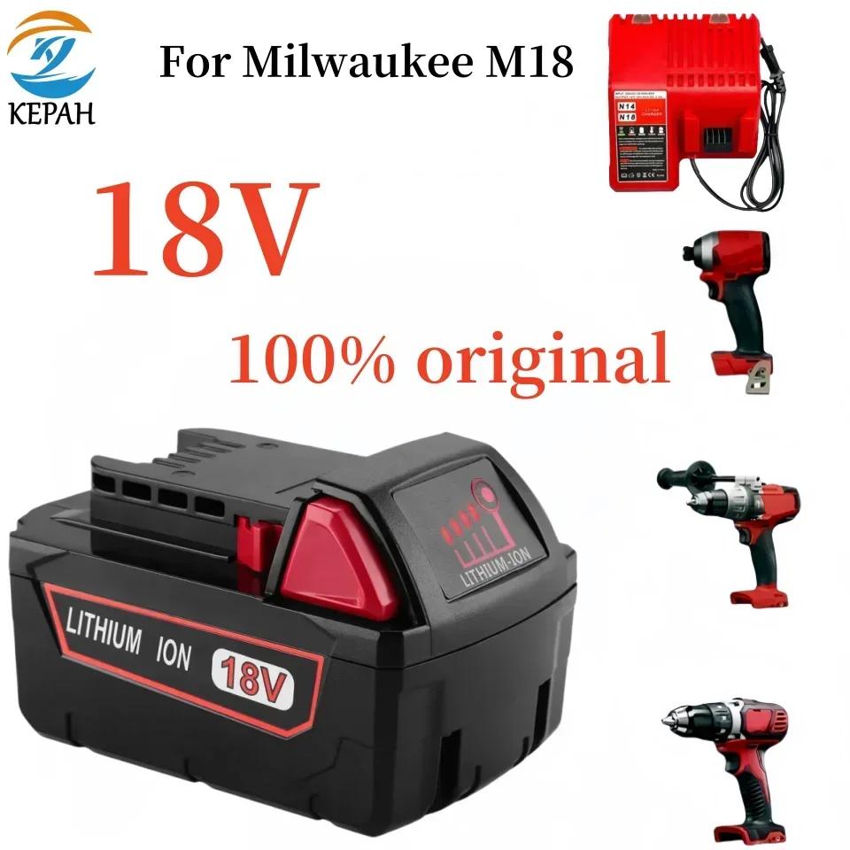 Pro Milwaukee M18 Náhradní baterie Vysoce výkonná dobíjecí lithium-iontová baterie 18V Akumulátorový utahovák Šroubovák Elektrické nářadí - náhled 2