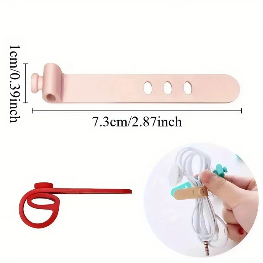 14-Piece Set - 3-Hole Silicone Storage Ties, Suitable for Data Cables and Earphone Cables, Easy to Use, Portable, and Practical