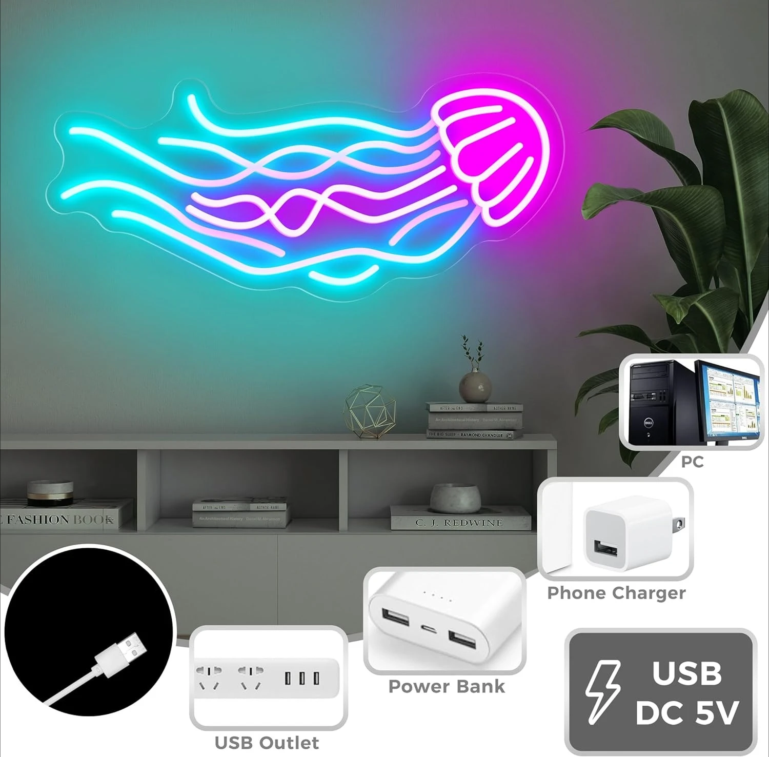 Quallen-Neonschild, USB-dimmba – Outdoor Lighting Jellyfish Bewertung und Preis