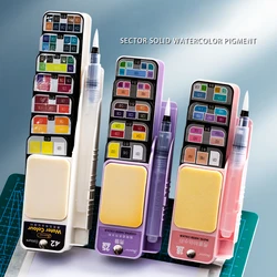 Juego de acuarelas sólidas para estudiantes, pinturas de pigmento portátiles con pincel de agua, Color brillante, suministros de Arte de pintura, 18/25 colores, nuevo estilo