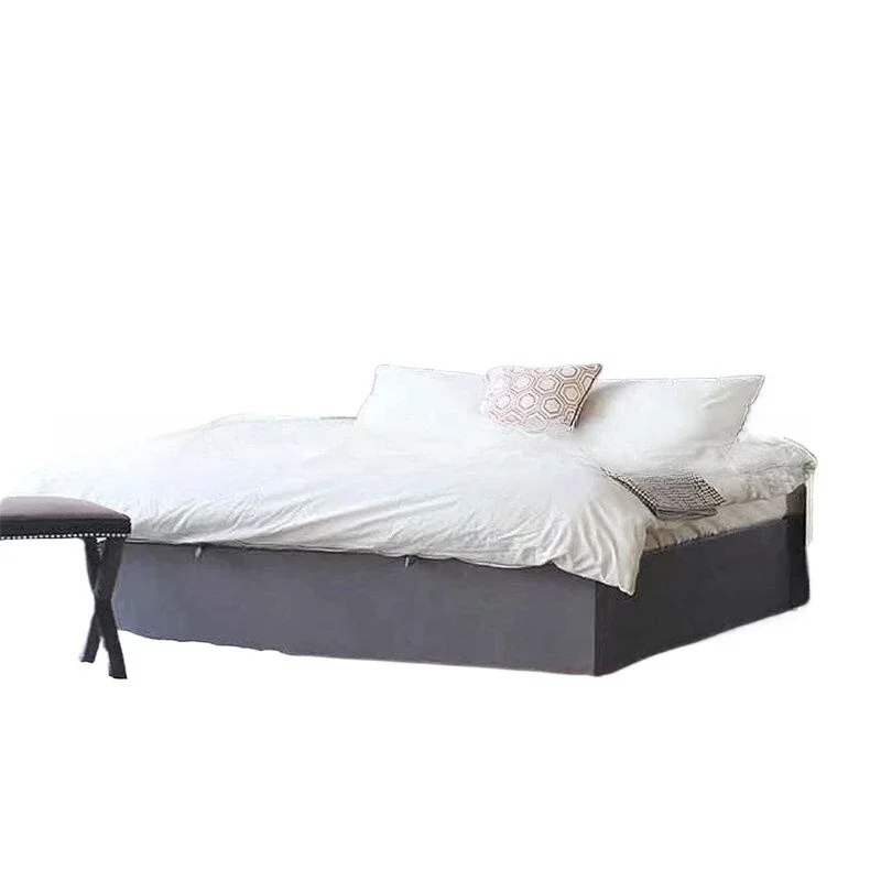 

Nordic bedroom fabric box, double bed high-end luxury modern, with hydraulic breathable storage bed