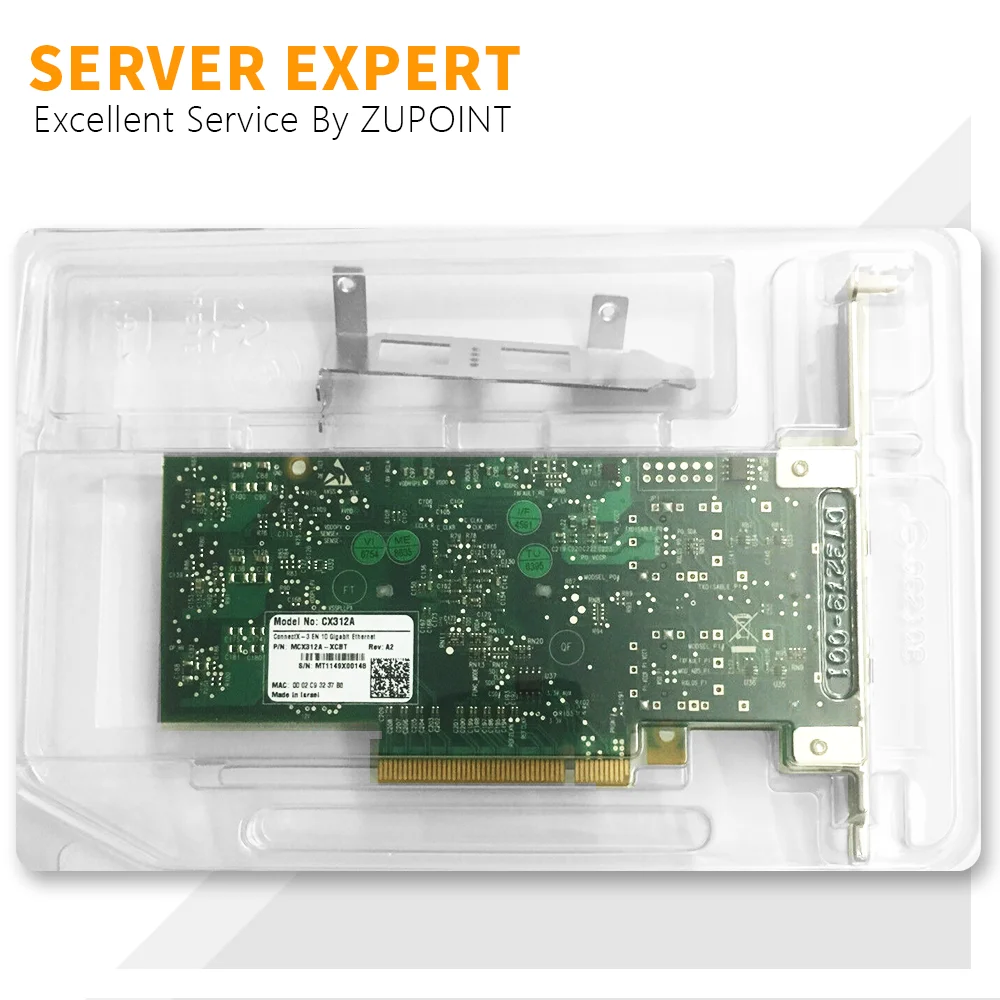 ZUPOINT Mellanox MCX312A-XCBT Network Interface Controller Connectx-3 Dual Port SFP+ 10GbE PCIe Ethernet Adapter Card