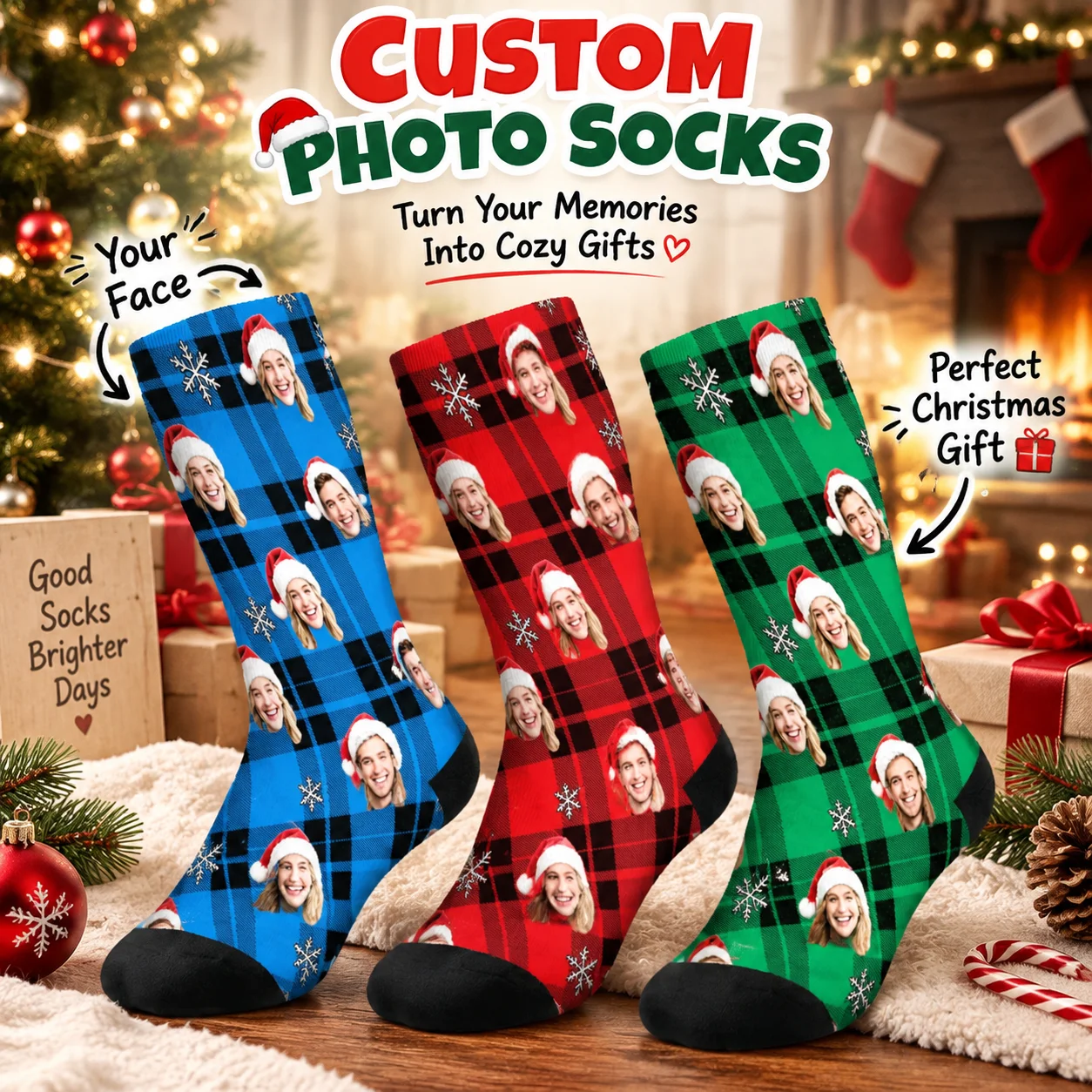 Custom Face Socks Funny Gift for Him Her Friends Custom Picture Socks Unique Gift Idea for Birthday or Christmas