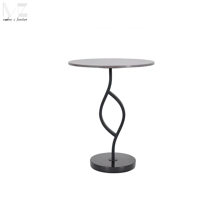 

# Luxury Modern Sofa Corner Side Service Table Black White Marble Stone Round Small Coffee Tea Table For The Living Room