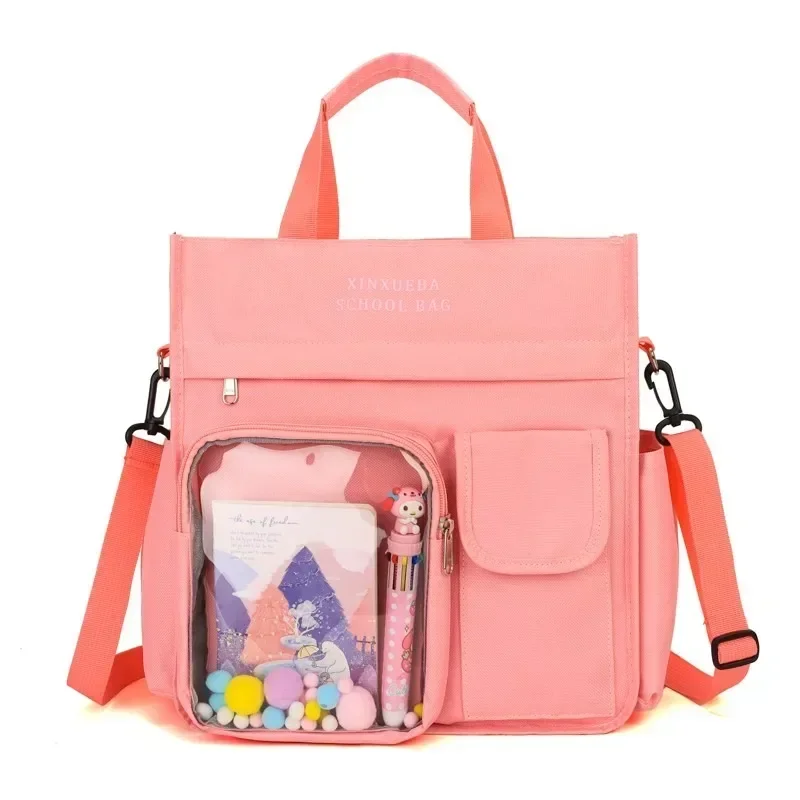 

Высококачественные легкие однотонные оксфордские школьные сумки 2024, горячая распродажа, внутренний карман на молнии, большие вместительные сумки на плечо на молнии