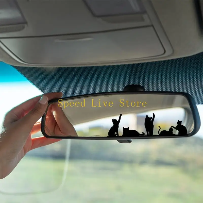 547C Black Catling Outline Decal Sticker for Automobile Side View Mirror Desktop Laptop Miniature Size PVC Ornamentation
