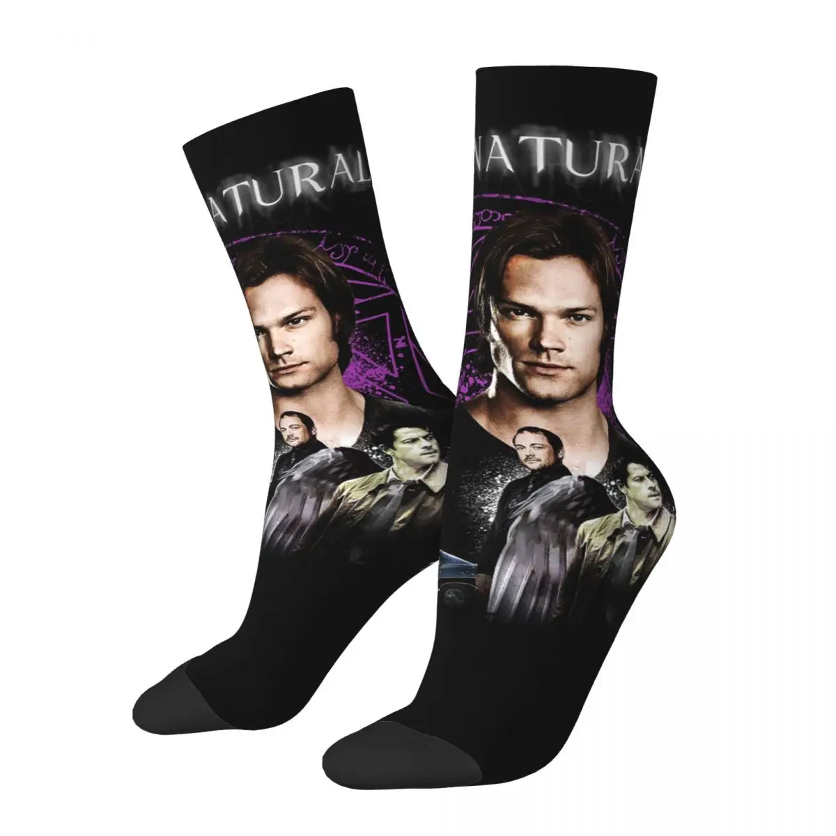 Autumn Winter Fashion Men's Women's Supernatural Movie Socks Sam Winchester Dean Winchester Castiel Wings Football Socks