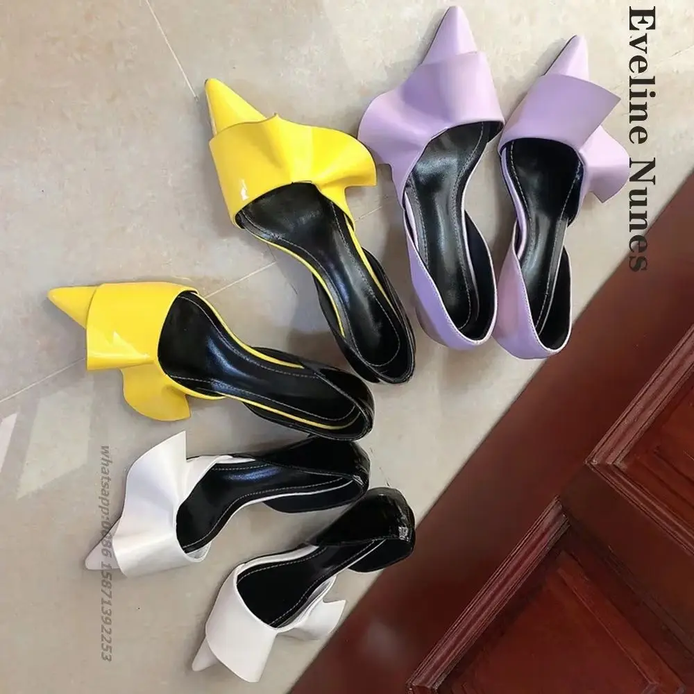 

Женские туфли-лодочки из лакированной кожи с рюшами, на шпильке, с закрытым носком, на высоком каблуке, разноцветные, без застежек, 2025