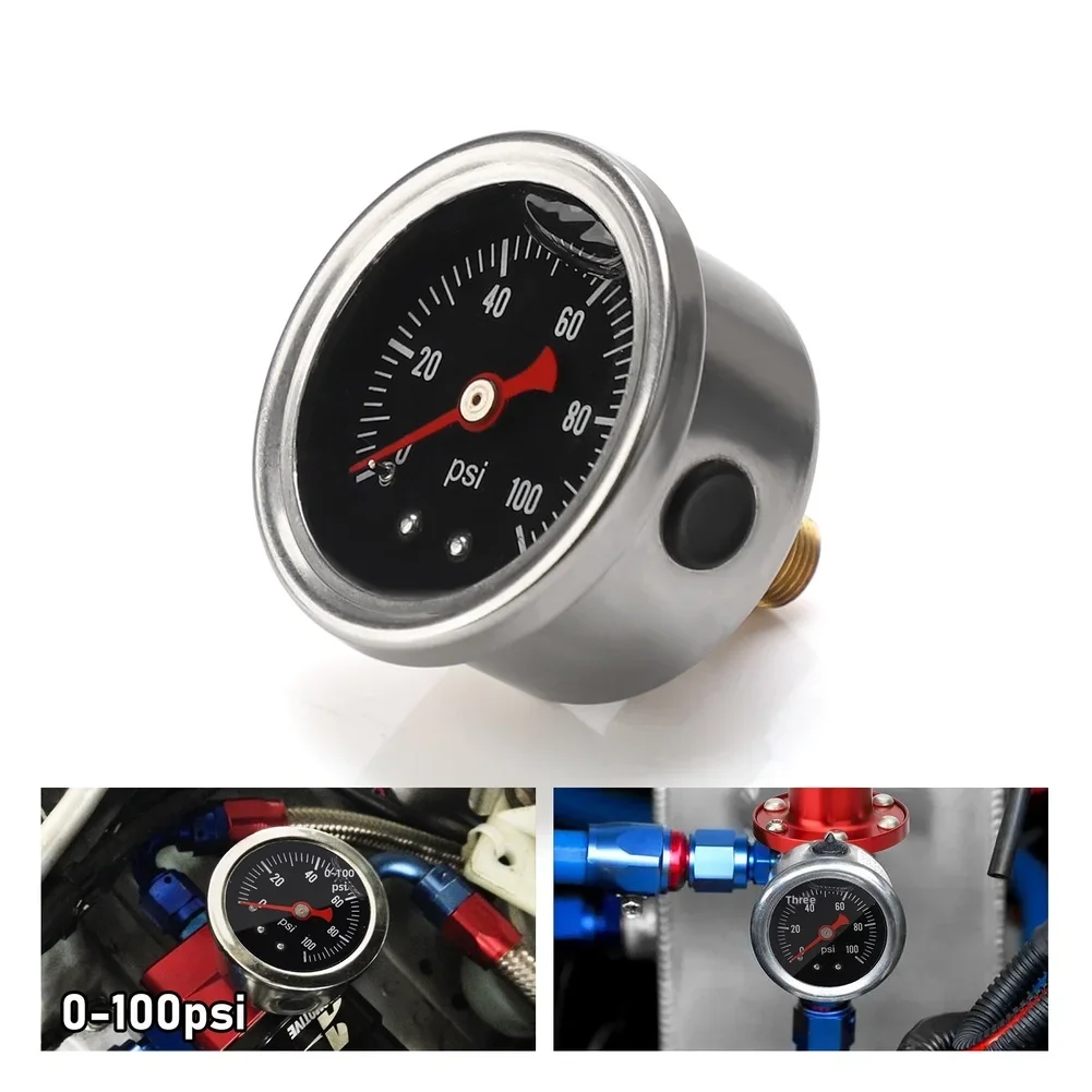 Fuel Pressure Gauge 18 Inch Face Filled Design 0 100 PSI NPT Thread 1 8 Inch For Fuel Injection Systems And Vehicles