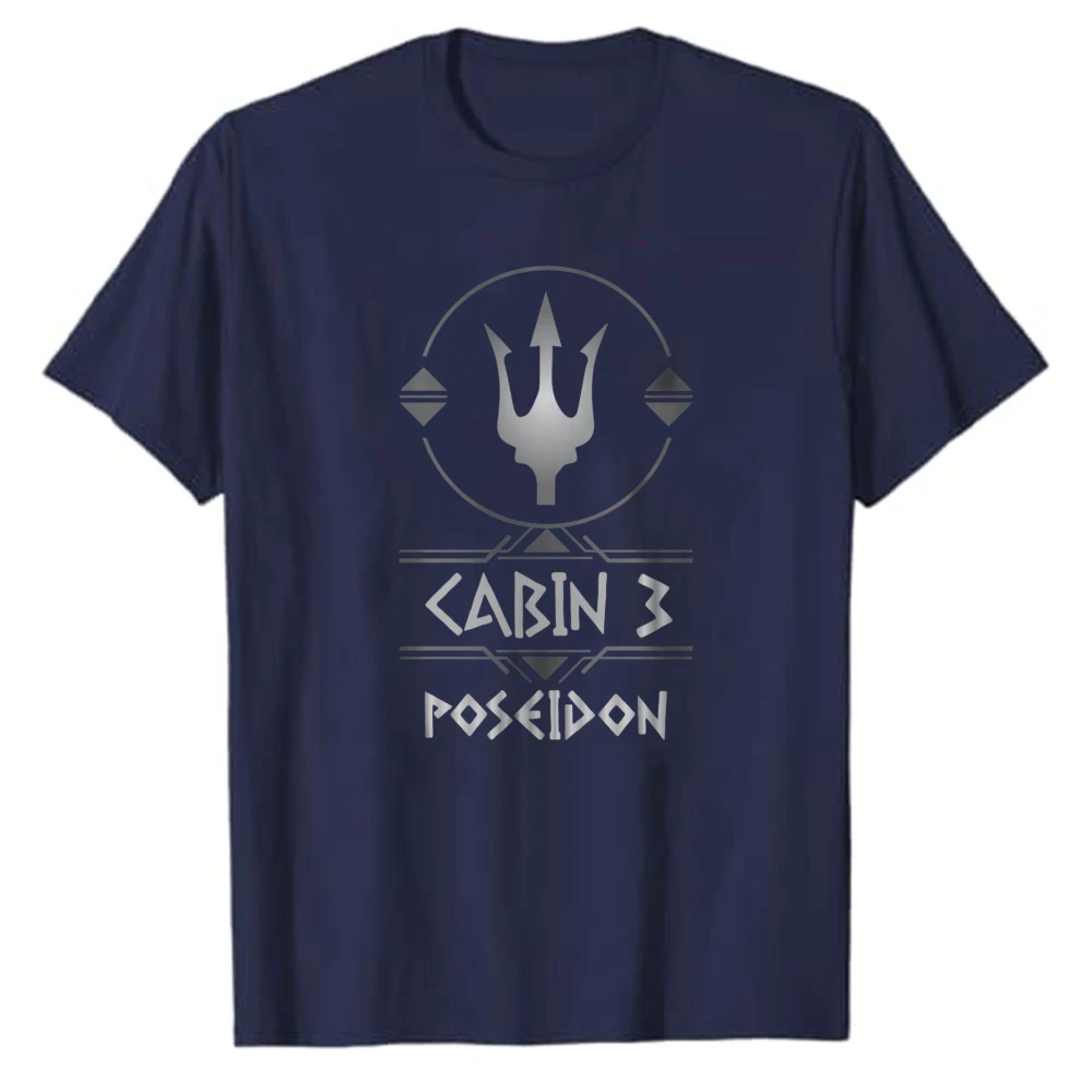 Cabin 3 Poseidon Trident Symbol Camp Half‑Blood Graphic T‑Shirt Percy Jackson Greek God of The Sea Vintage Mythology Fan Tops