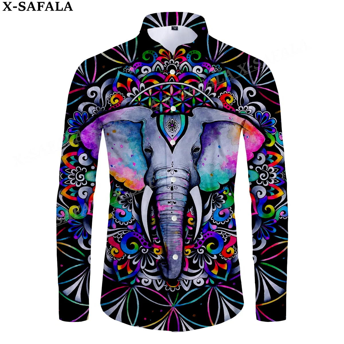 Hippie Psychedelic Colorful Trippy 3D Print Men's Luxury Shirt Turn-down Collar Buttoned Up Long Sleeve Tops Hip Hop Tee-8