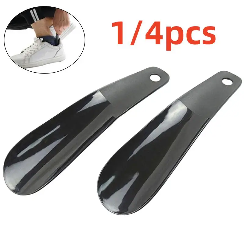 1/4pcs 16cm Black Plastic Shoe Horn Spoon Shape Shoehorn Shoe Lifter Flexible Sturdy Slip Travel Portable Lazy Mini Shoe Horns