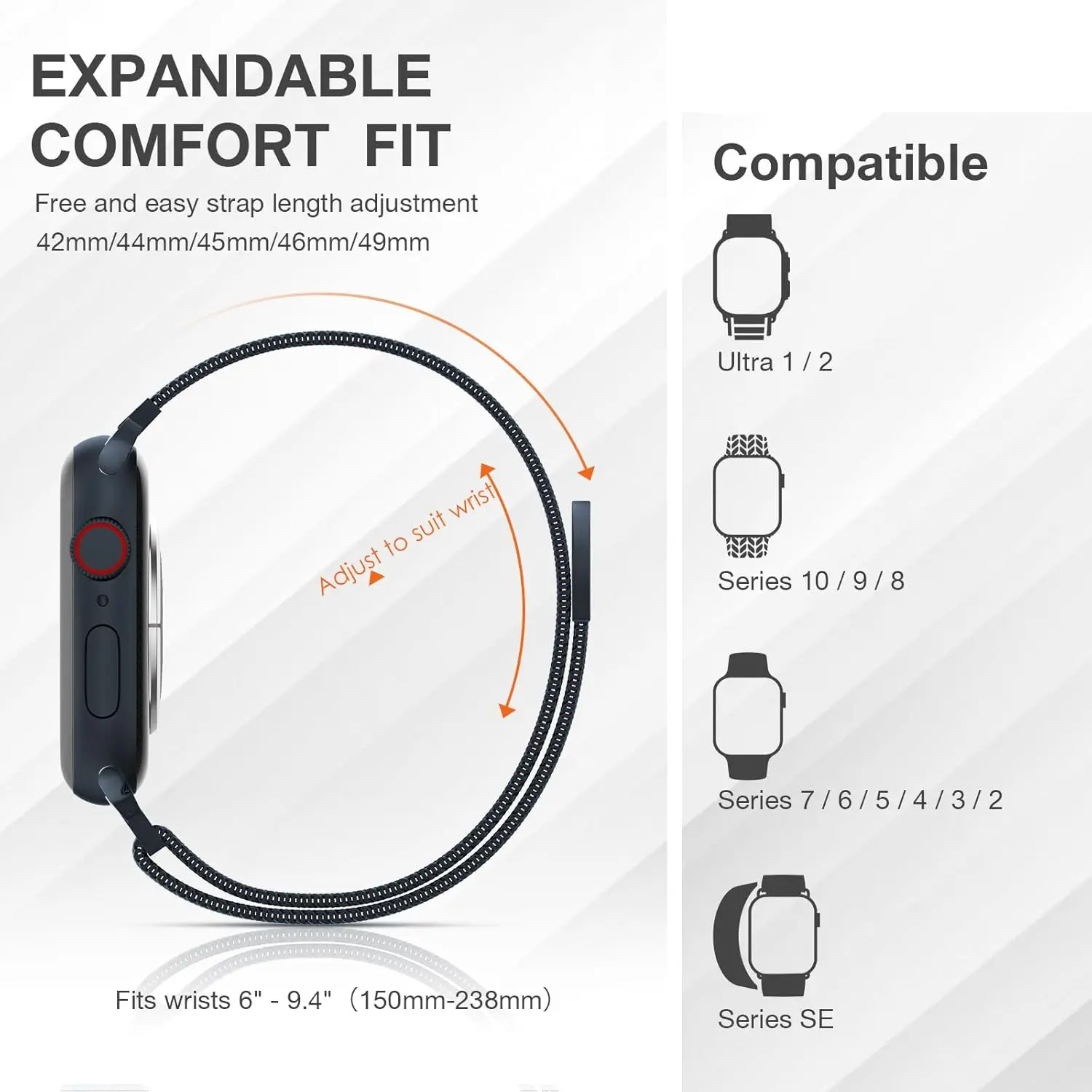 حلقة ميلانو لأشرطة ساعة أبل S10 46 مللي متر 44 مللي متر 40 مللي متر 45 مللي متر 41 مللي متر 42 مللي متر 38 44 مللي متر الفرقة الترا 2 49 مللي متر iwatch سلسلة 9 8 7 6 SE 5 4 3