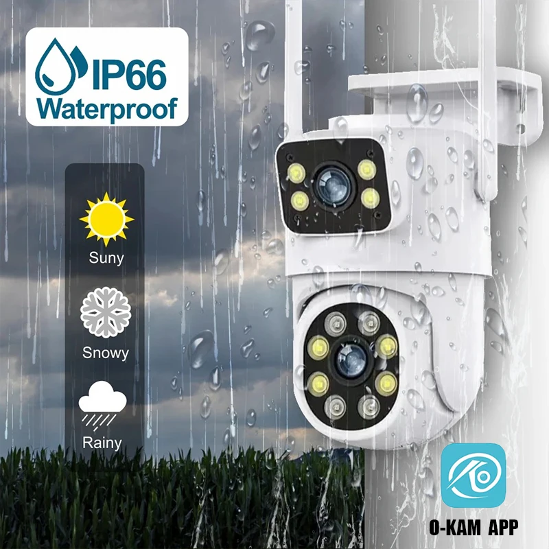 PGST 8MP HD Dual Lens 2.4G WiFi IP Security Camera Wireless PTZ Surveillance Camera CCTV 2-Way Audio IP66 Waterproof Outdoor