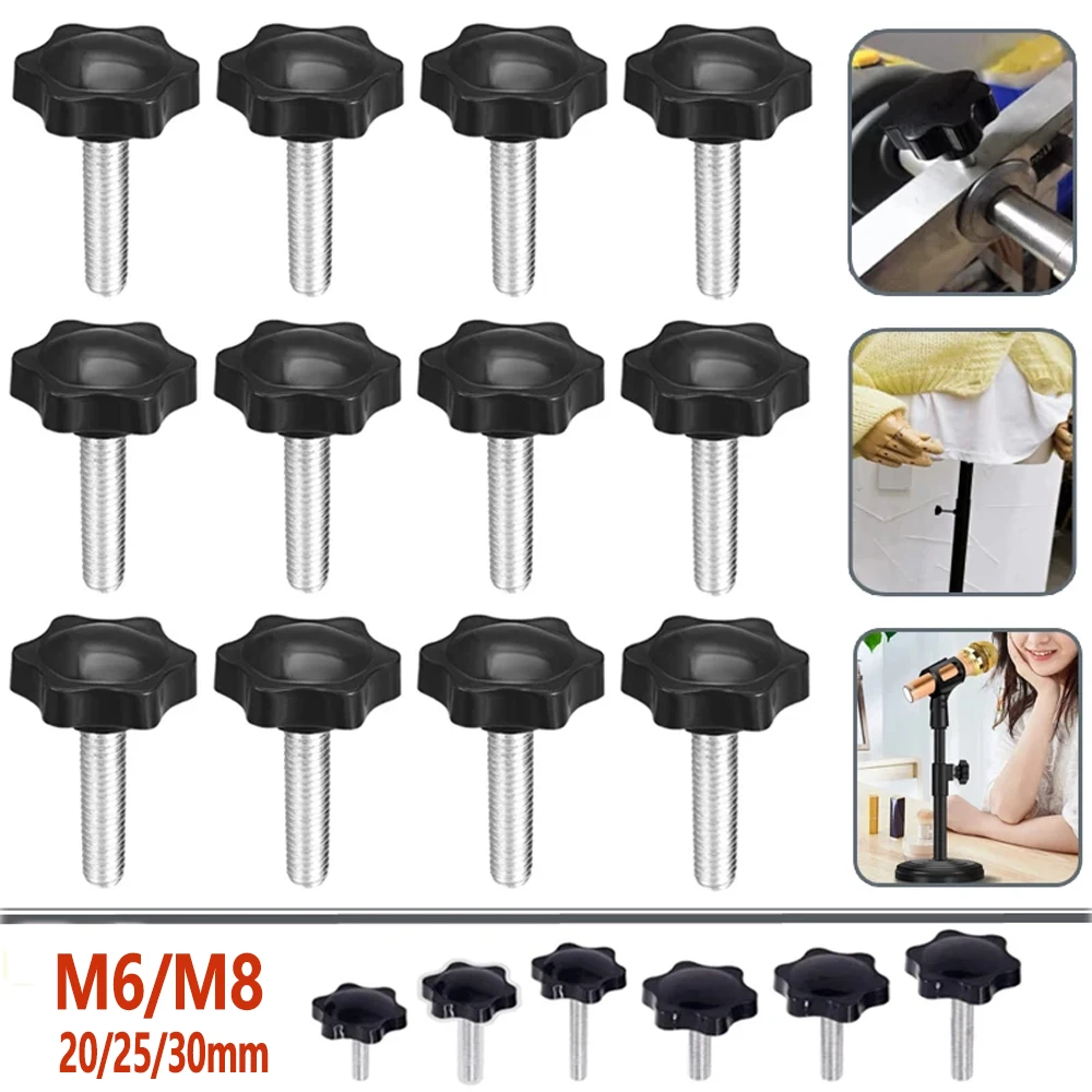 5 stücke Carbon Stahl Hand Knopf Bolzen Kunststoff Stern Hand Schrauben M6/M8 Gewinde Spann Daumen Griff Maschine Schraube bouten