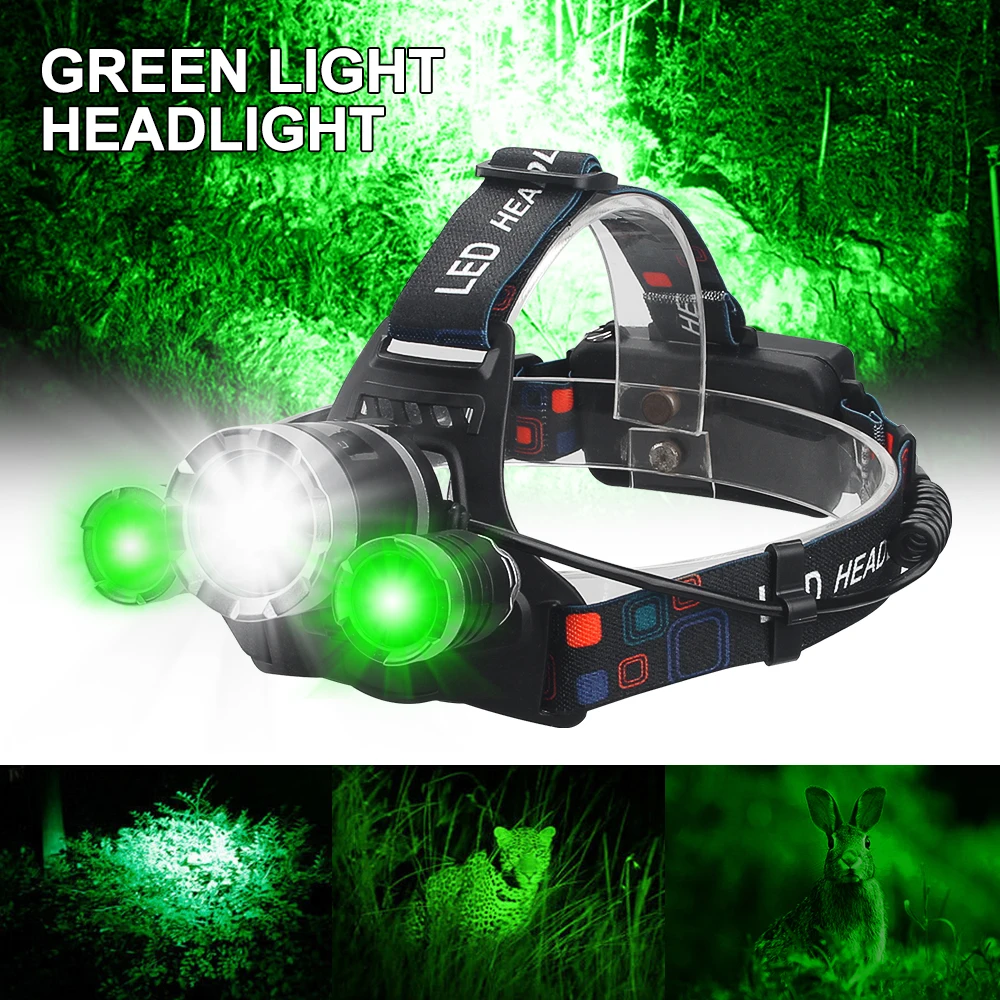 Imagem -05 - Vastfire-rgb Led Zoomable Farol Farol para Pesca Caça Lanterna Verde uv Ultravioleta Cabeça Tocha Vermelho Azul Branco Novo 395nm