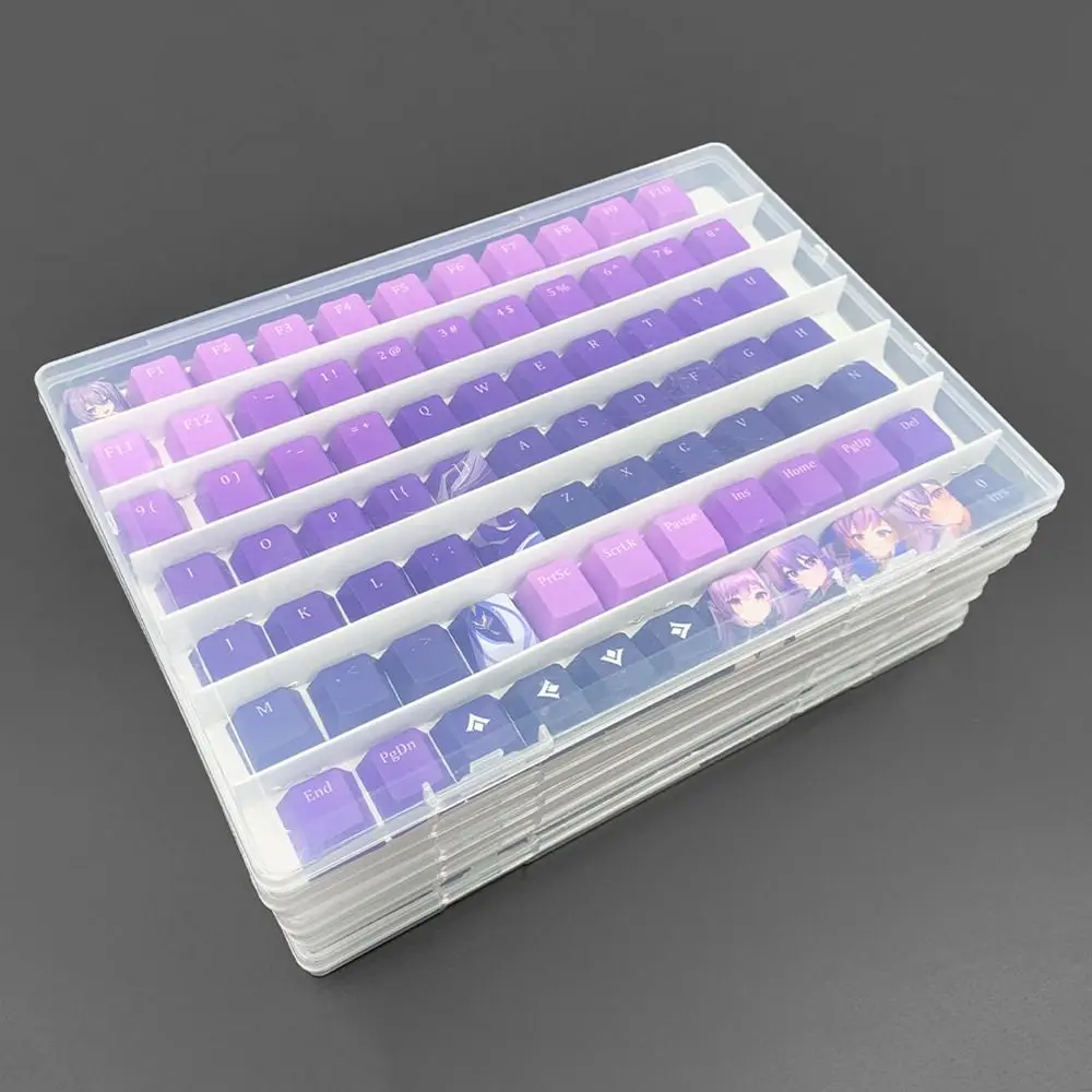 Dustproof PC Keycaps Storage Box with Paper Dividers Waterproof Clear Keycaps Case 77 1U Keys Universal Keyboard Keycaps Tray